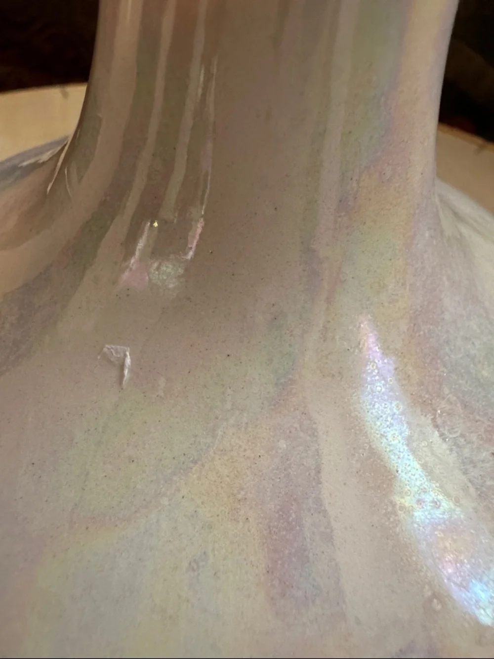 Iridescent White vintage Ceramic Pitcher/Bud Vase - Picture 3 of 8